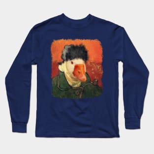 Van Goose - That Knife was too Sharp. Smoking Gander Self Portrait of a Gander with Banded Ear - Untitled Goose Game, Vincent Van Gogh Honk Long Sleeve T-Shirt